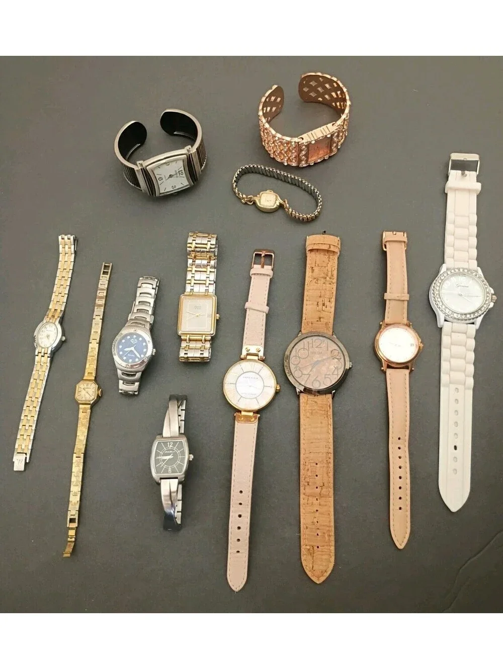 Lots Of 12 Watches Untested Parts Bulova Breda Relic Waltham Eddie Bauer Geneva